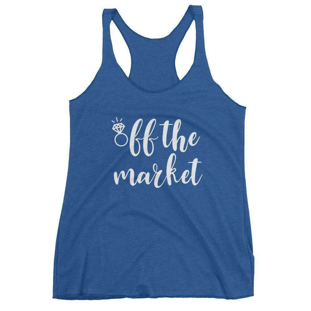 Women's "Off The Market" Racerback Tank Top - Chunky Script