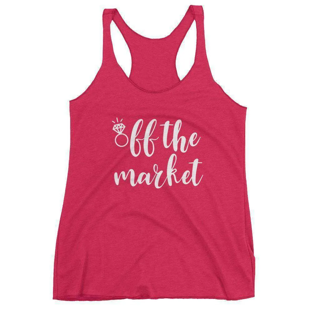 Women's "Off The Market" Racerback Tank Top - Chunky Script