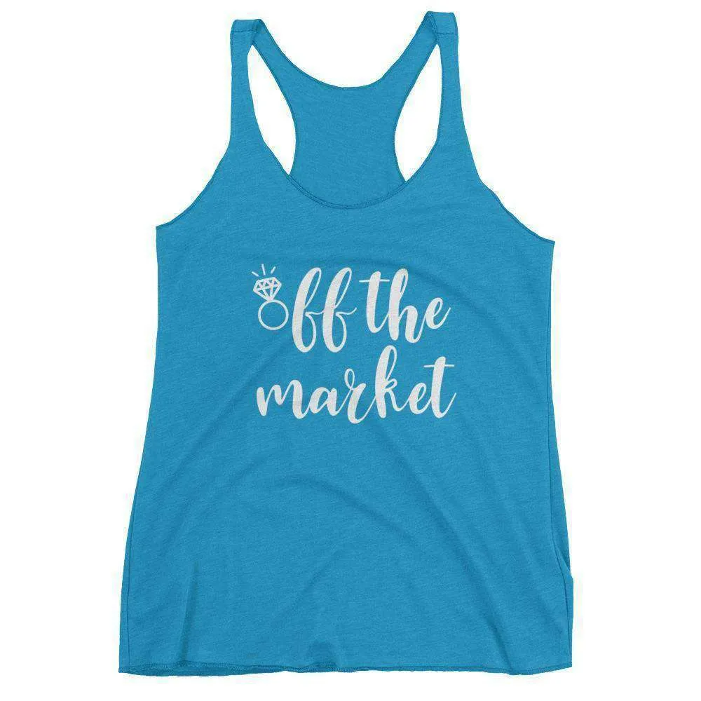 Women's "Off The Market" Racerback Tank Top - Chunky Script
