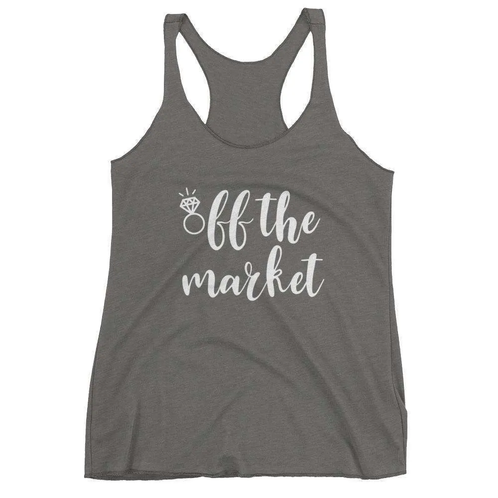 Women's "Off The Market" Racerback Tank Top - Chunky Script