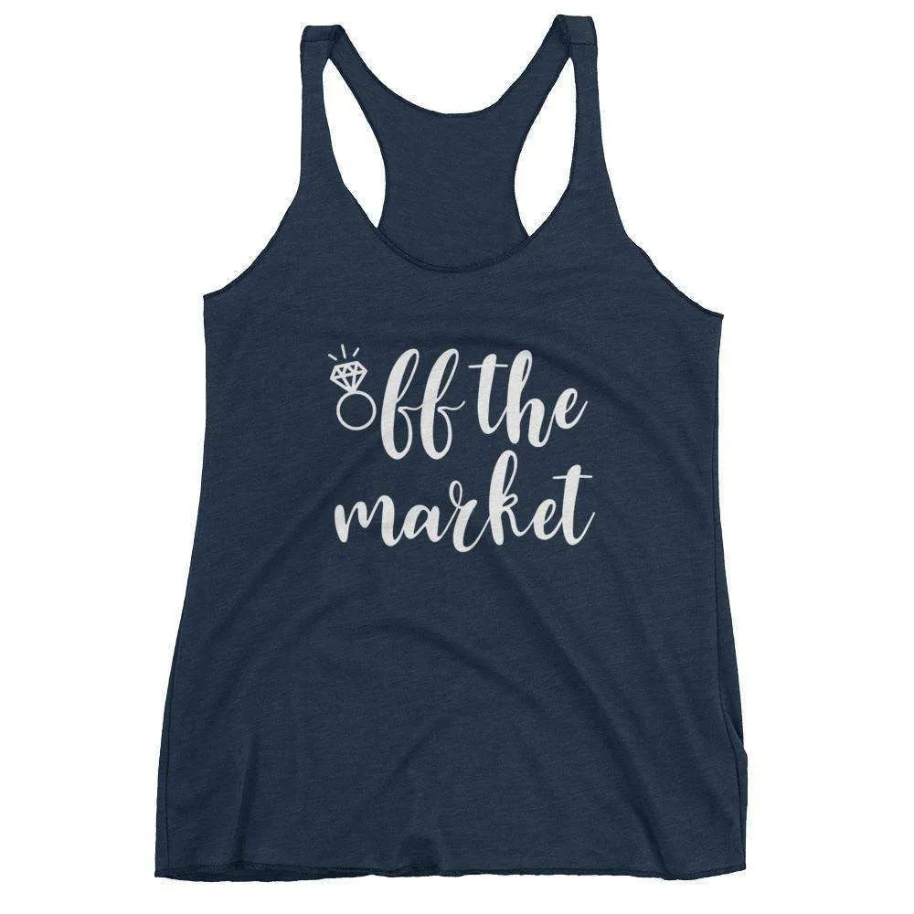 Women's "Off The Market" Racerback Tank Top - Chunky Script