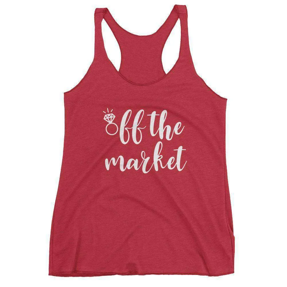 Women's "Off The Market" Racerback Tank Top - Chunky Script