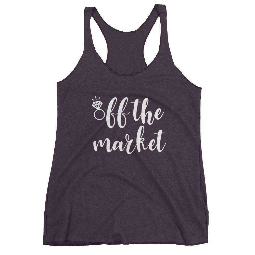 Women's "Off The Market" Racerback Tank Top - Chunky Script