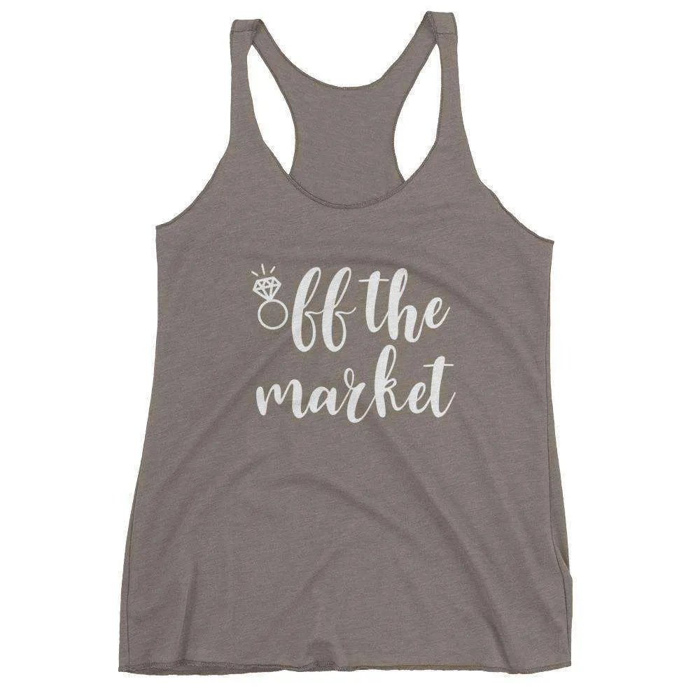 Women's "Off The Market" Racerback Tank Top - Chunky Script