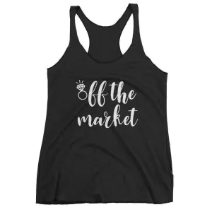 Women's "Off The Market" Racerback Tank Top - Chunky Script