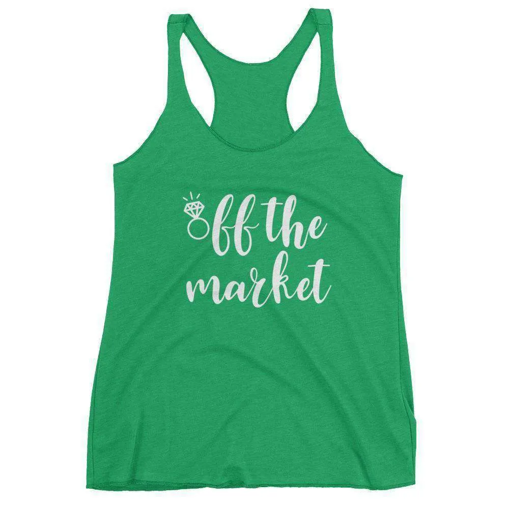 Women's "Off The Market" Racerback Tank Top - Chunky Script
