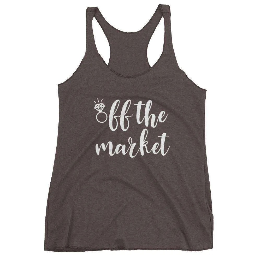 Women's "Off The Market" Racerback Tank Top - Chunky Script