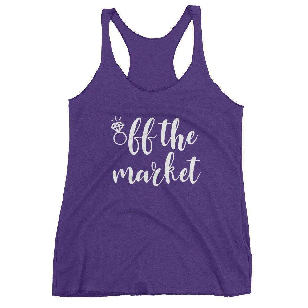 Women's "Off The Market" Racerback Tank Top - Chunky Script