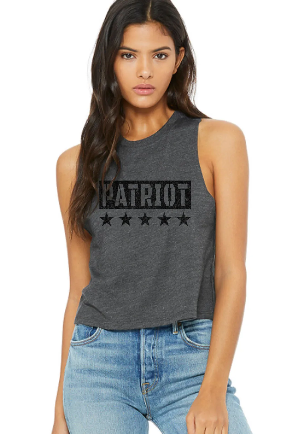 WOMEN'S RACERBACK CROPPED TANK - PATRIOT