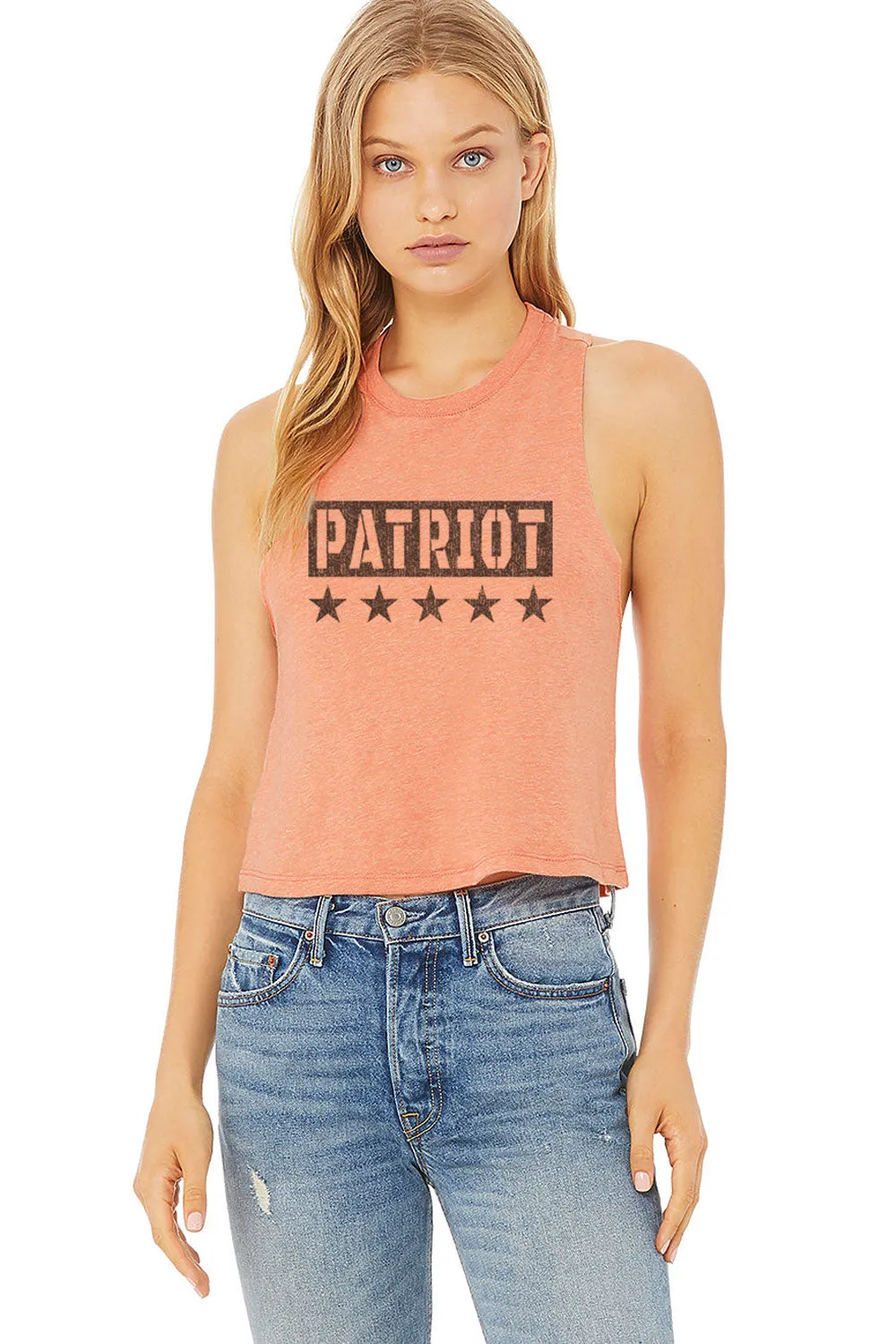 WOMEN'S RACERBACK CROPPED TANK - PATRIOT