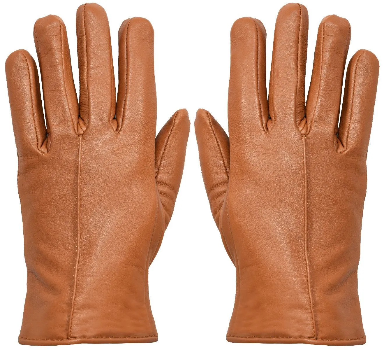 WOMENS TAN CLASSIC SOFT REAL 100% LEATHER GLOVES THERMAL LINED DRIVING FITTED