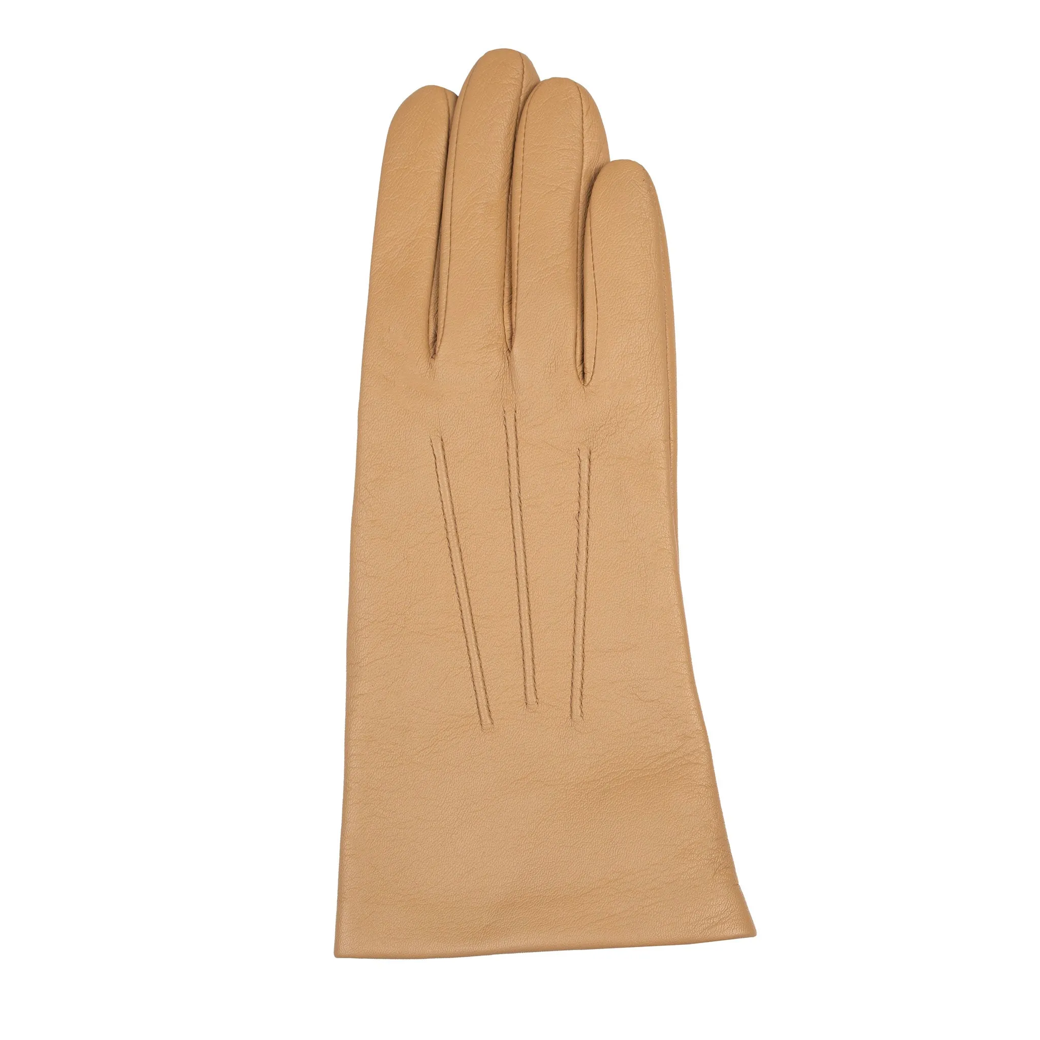 Women's Three-Point Silk-Lined Leather Gloves