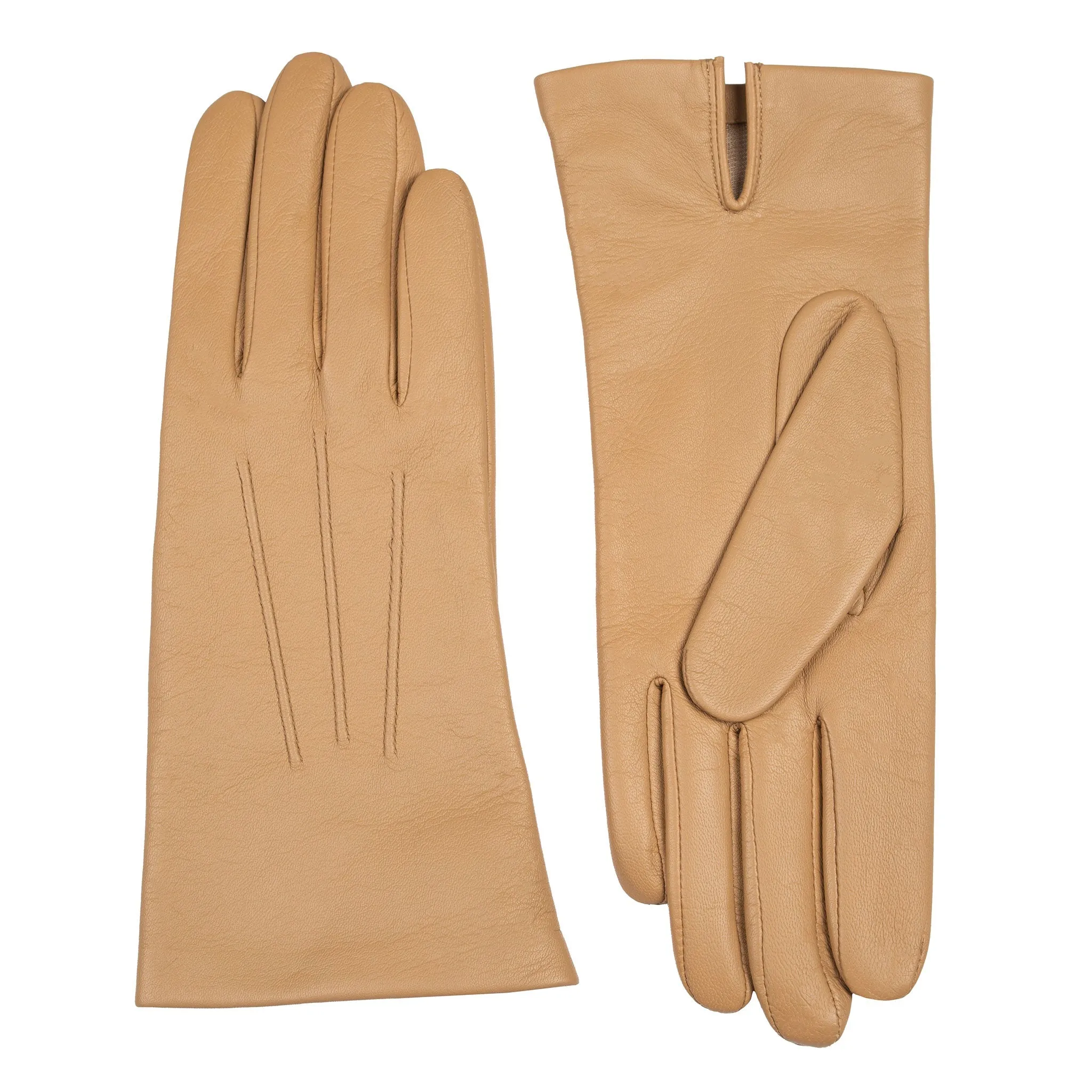 Women's Three-Point Silk-Lined Leather Gloves