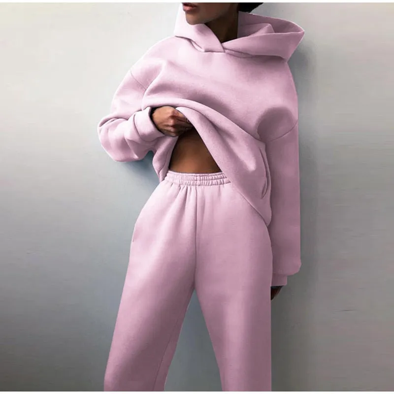 Women's Tracksuit Casual Solid Long Sleeve Hooded Sport Suits