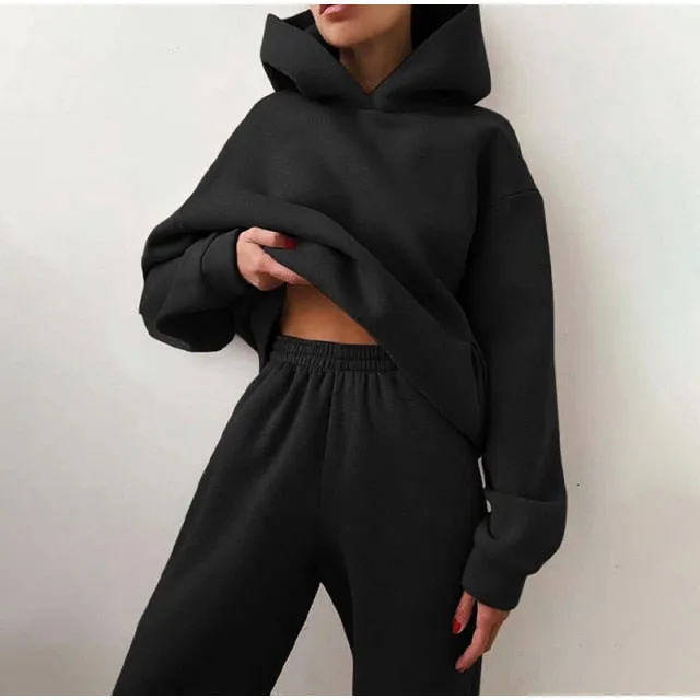 Women's Tracksuit Casual Solid Long Sleeve Hooded Sport Suits