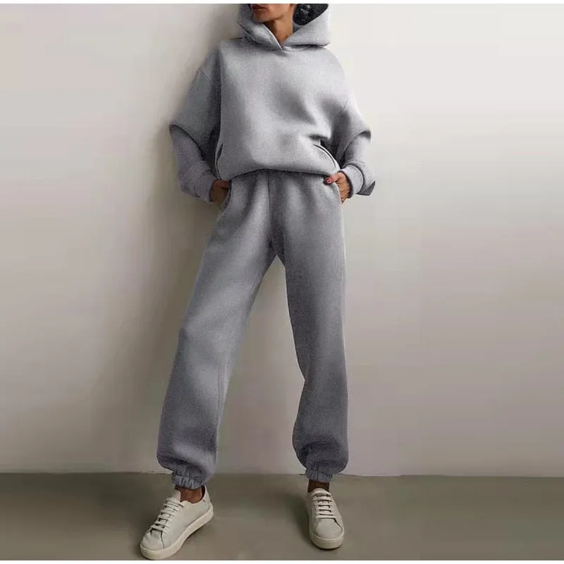 Women's Tracksuit Casual Solid Long Sleeve Hooded Sport Suits