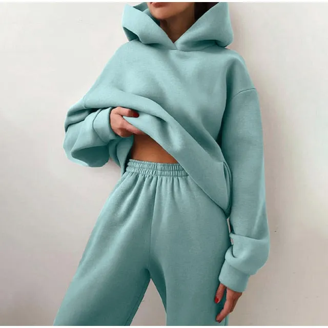Women's Tracksuit Casual Solid Long Sleeve Hooded Sport Suits