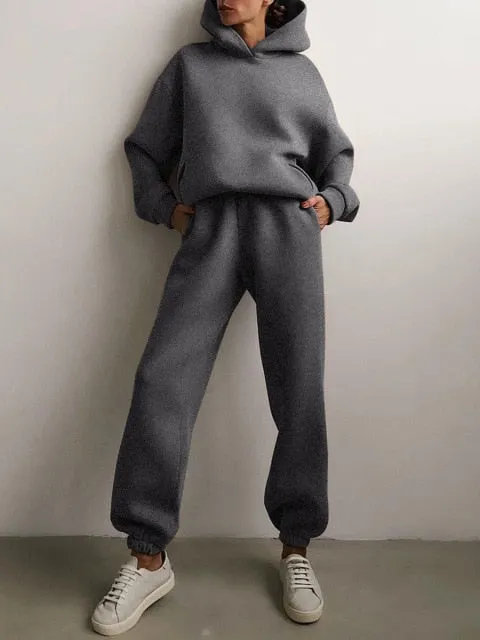 Women's Tracksuit Casual Solid Long Sleeve Hooded Sport Suits