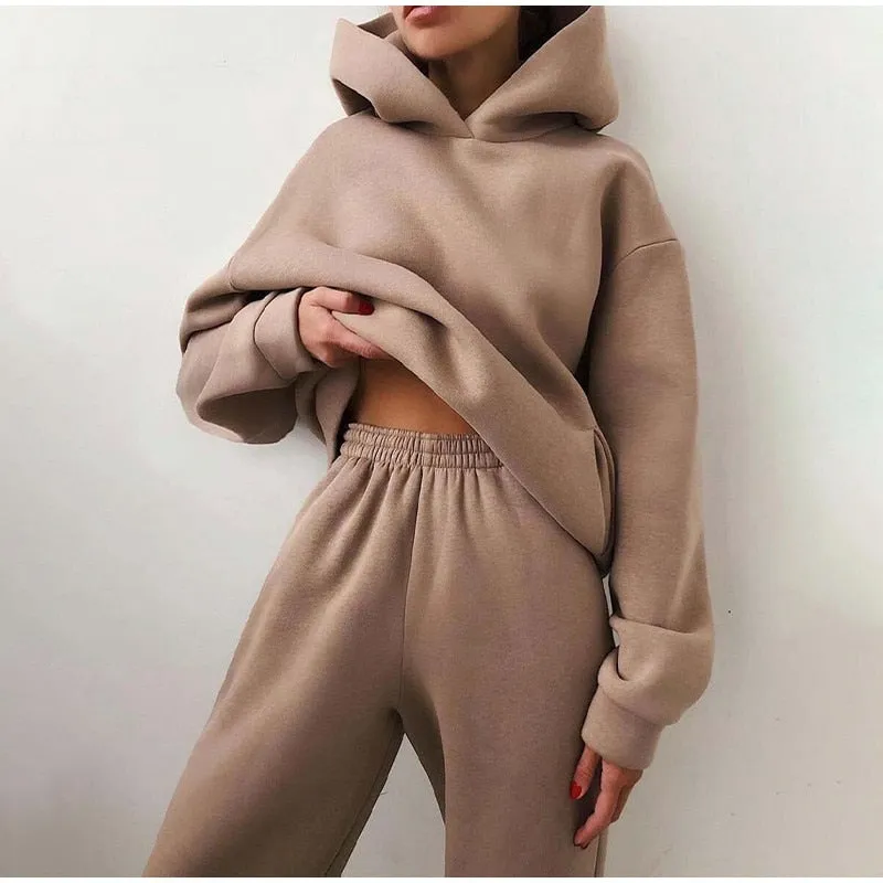 Women's Tracksuit Casual Solid Long Sleeve Hooded Sport Suits