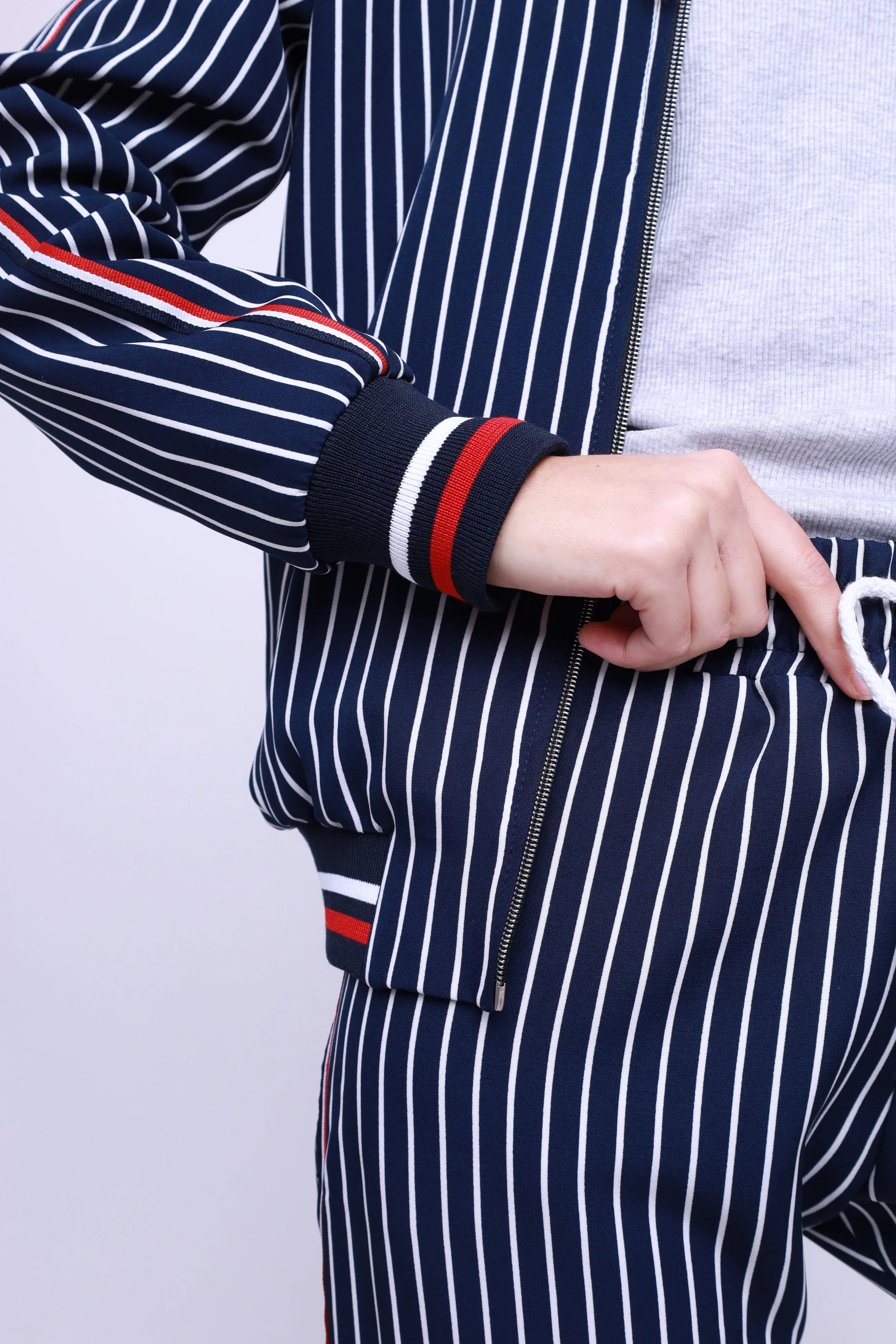 Women's Tracksuit Set Pinstripe