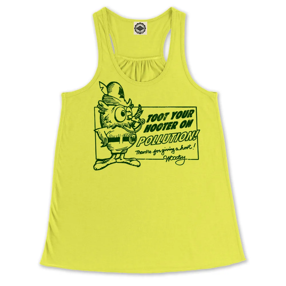 Woodsy Owl "Toot Your Hooter" Women's Draped Racerback Tank