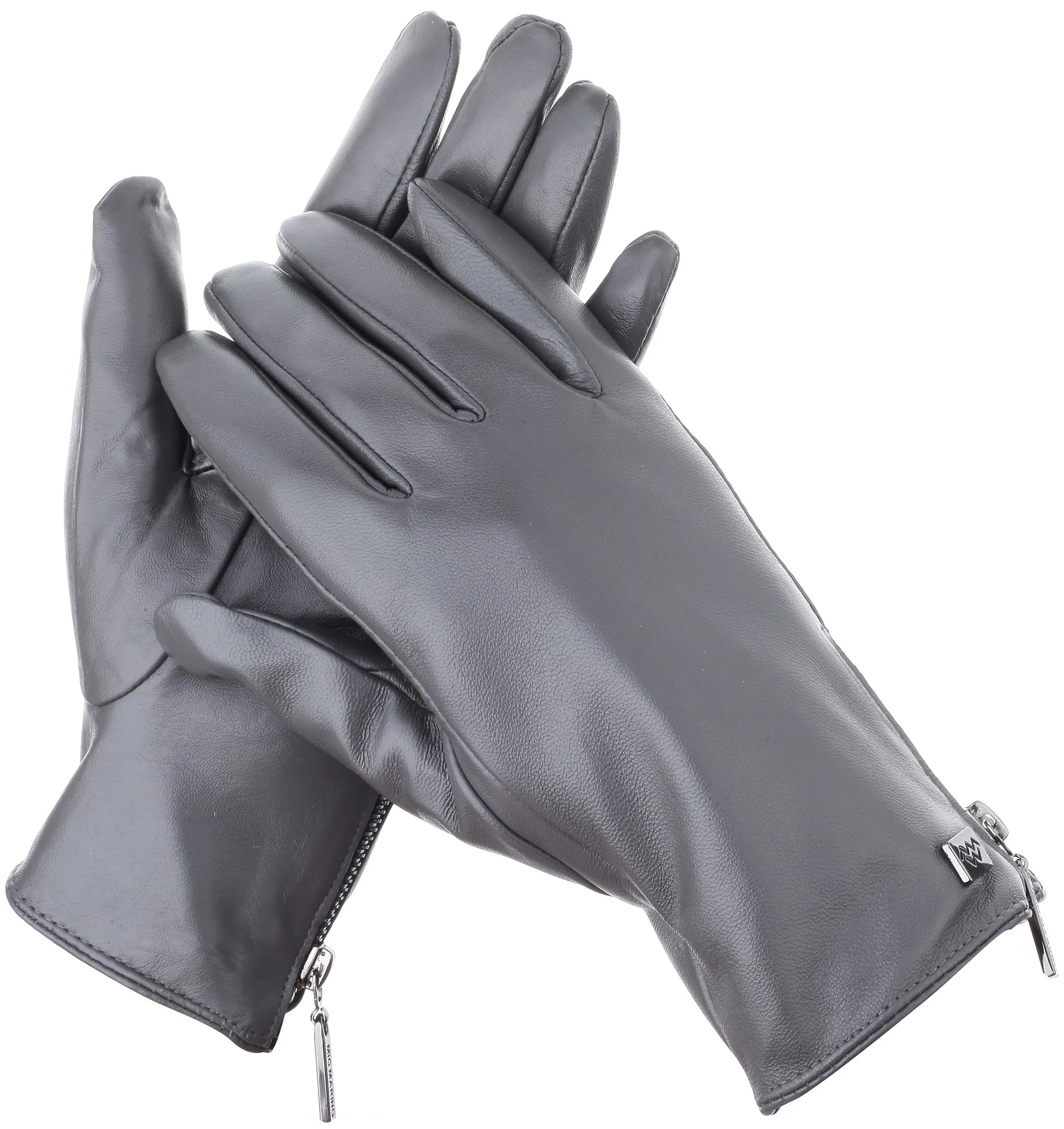 Wristed Zipper Nappa Leather Gloves