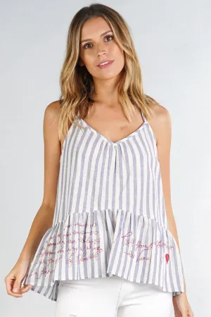 Yarn Dye Striped Peplum Racerback Tank