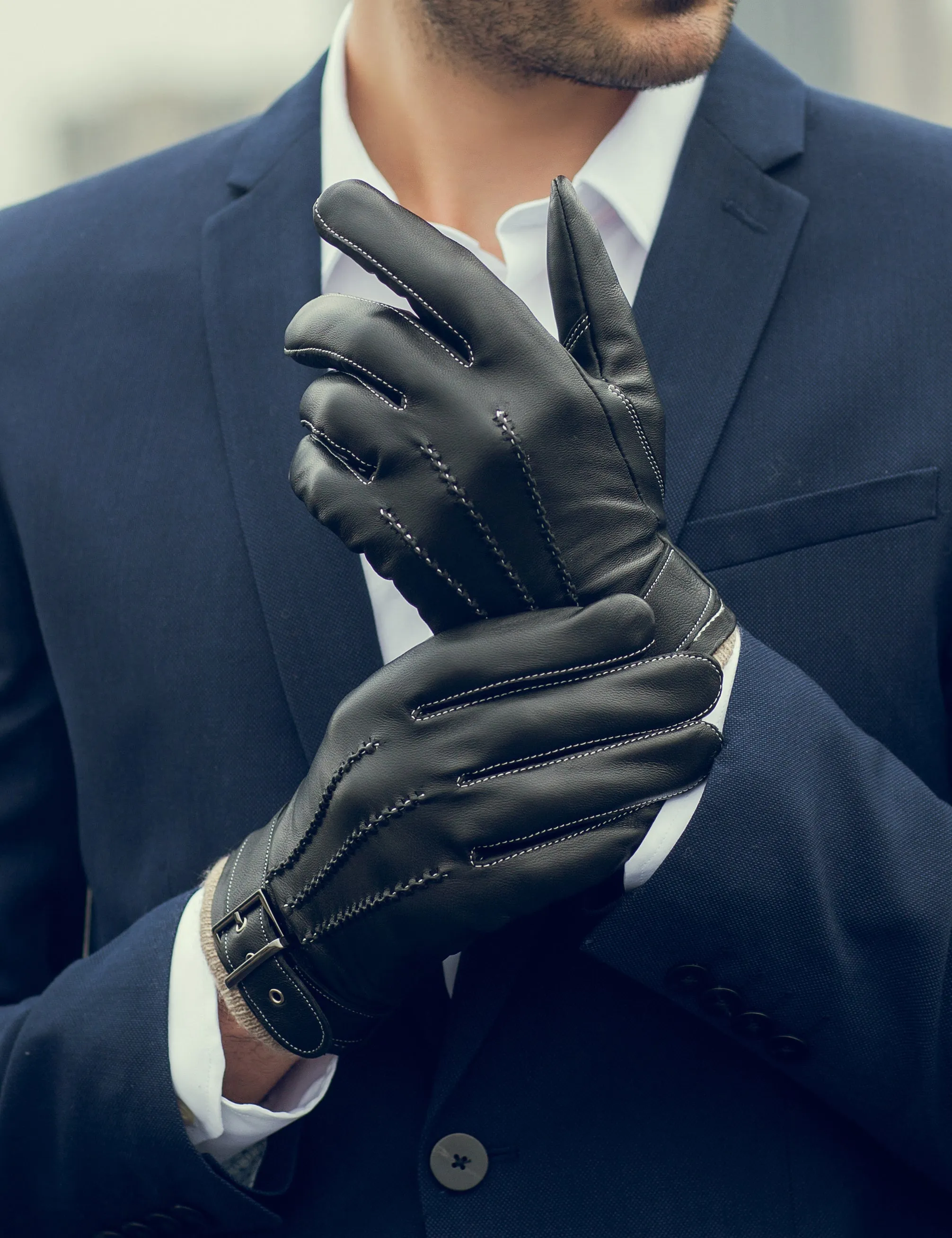 YISEVEN Men's Touchscreen Sheepskin Leather Gloves