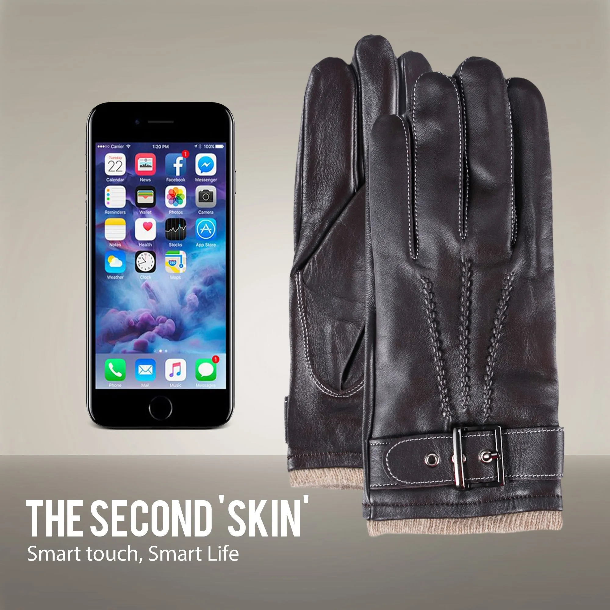 YISEVEN Men's Touchscreen Sheepskin Leather Gloves
