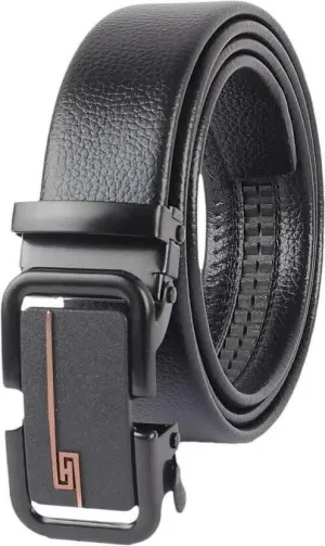 ZEVORA Men Casual Artificial Leather Belt (Black)