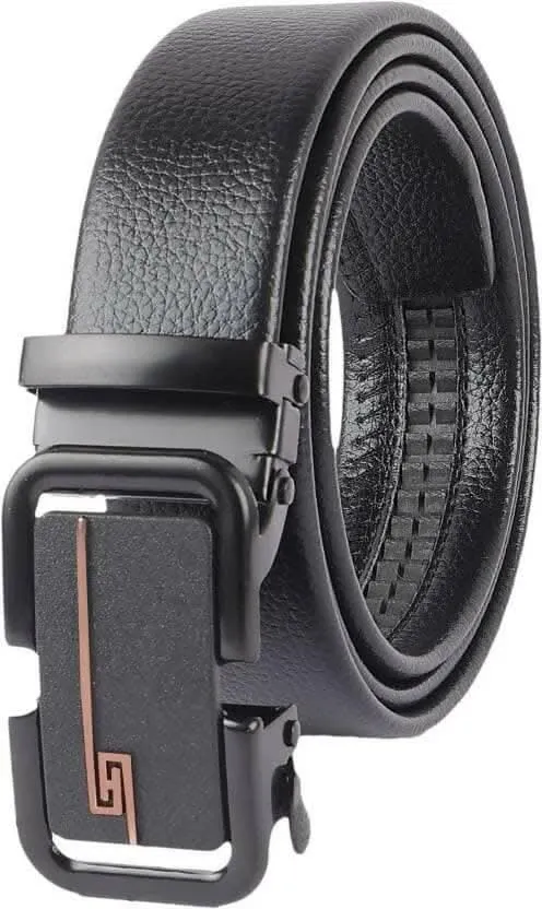 ZEVORA Men Casual Artificial Leather Belt (Black)