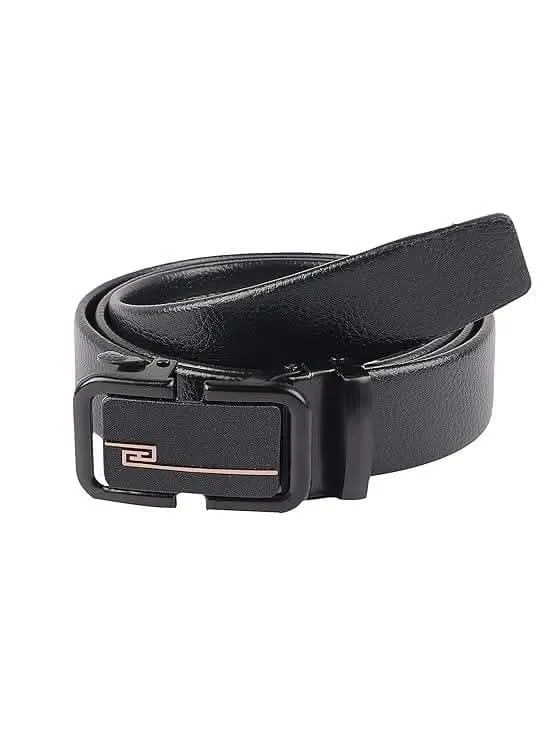 ZEVORA Men Casual Artificial Leather Belt (Black)